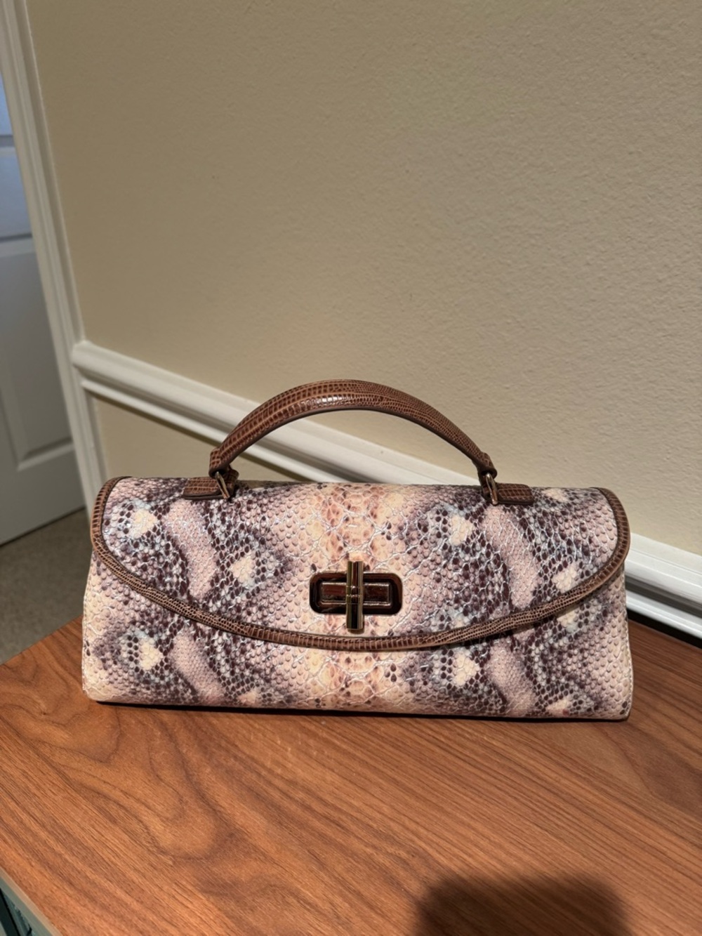 Brahmin Dayan Snake-Print Top Handle Satchel